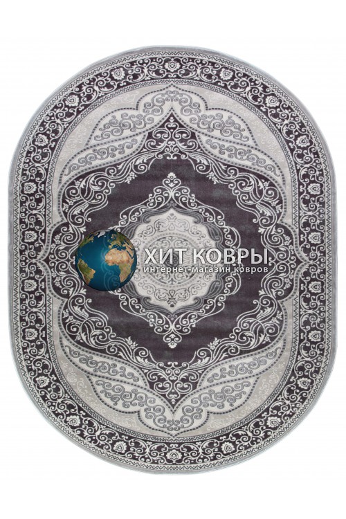 Российский ковер Rimma Lux 36868 Серый-фиолетовый овал